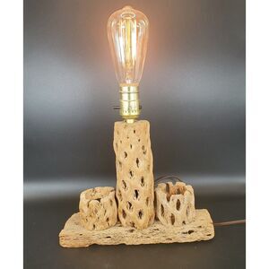 Vintage Cholla Cactus Wood Table Lamp Southwest Rustic Desert Decor